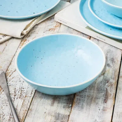 Stone Lain Elena 4-piece Bowl Set Stoneware In Blue
