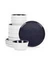 Stone Lain Elica 12 Pc. Dinnerware Set, Service For 4 In Navy And White