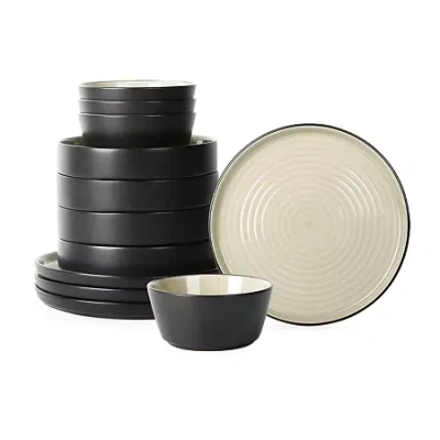 Stone Lain Elica 12-pc. Stoneware Dinnerware Set In Sand