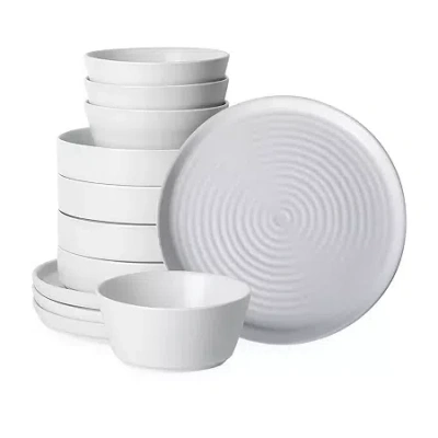 Stone Lain Elica 12-pc. Stoneware Dinnerware Set In White