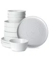 Stone Lain Elica 12pc White Stoneware Dinnerware Set In White