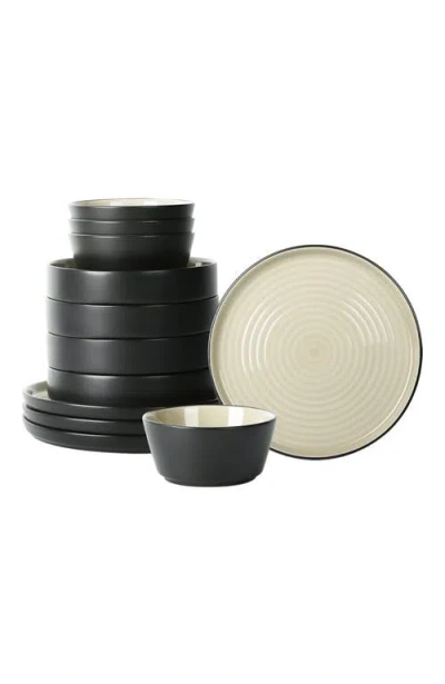 Stone Lain Elica Stoneware 12-piece Dinnerware Set In Black