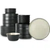 Stone Lain Elica Stoneware 24-piece Dinnerware Set In Black