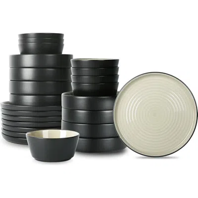 Stone Lain Elica Stoneware 24-piece Dinnerware Set In Beige And Black