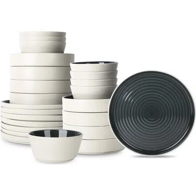 Stone Lain Elica Stoneware 24-piece Dinnerware Set In Black And Beige