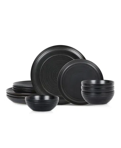 Stone Lain Elio 12 Pc. Dinnerware Set, Service For 4 In Black