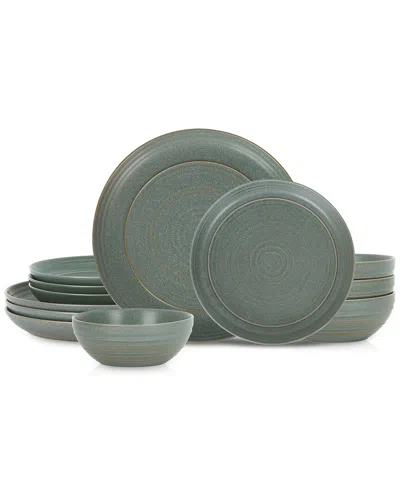 Stone Lain Elio 12pc Stoneware Dinnerware Set In Green
