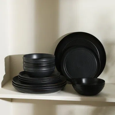 Stone Lain Elio 12-piece Dinnerware Set Stoneware In Black