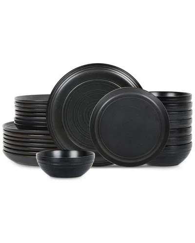 Stone Lain Elio 24pc Stoneware Dinnerware Set In Black
