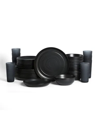 Stone Lain Elio 32-pc. Dinnerware & Glassware Set, Service For 4 In Black