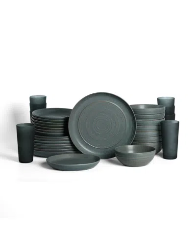 Stone Lain Elio 32-pc. Dinnerware & Glassware Set, Service For 4 In Green