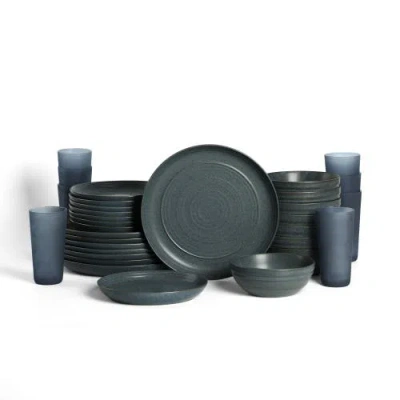 Stone Lain Elio 32-piece Dinnerware Set With Glassware, Service For 8 In Blue