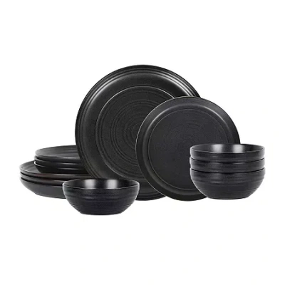 Stone Lain Elio 4-pc. Stoneware Dinnerware Set In Black
