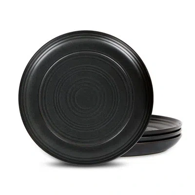 Stone Lain Elio 4-piece Dinner Plate Set Stoneware In Black