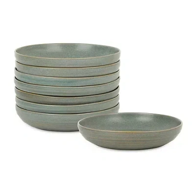 Stone Lain Elio 8-pc. Stoneware Pasta Bowl In Green