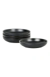 Stone Lain Elio Stoneware 4-piece Pasta Bowl Set In Black