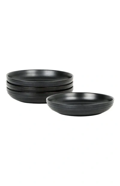 Stone Lain Elio Stoneware 4-piece Pasta Bowl Set In Black