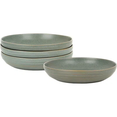 Stone Lain Elio Stoneware 4-piece Pasta Bowl Set In Green