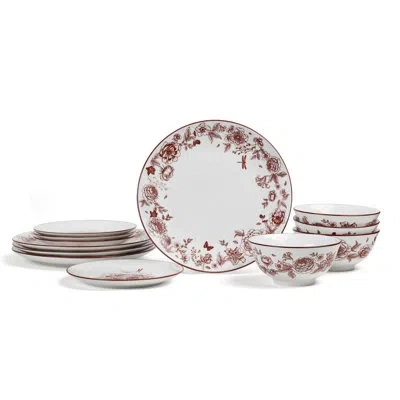 Stone Lain Esme 12-piece Dinnerware Set Porcelain In Red