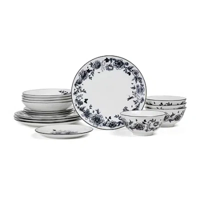 Stone Lain Esme 24-pc. Porcelain Dinnerware Set In Black