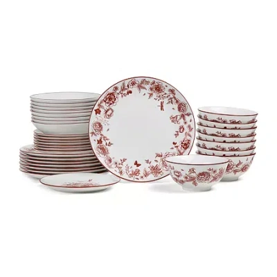 Stone Lain Esme 8-pc. Porcelain Dinnerware Set In Red