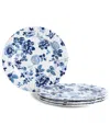 Stone Lain Fiore 4-piece Salad Plate Set New Bone China In Blue