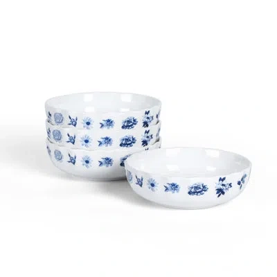 Stone Lain Fiore 4-piece Bowl Set New Bone China In Blue