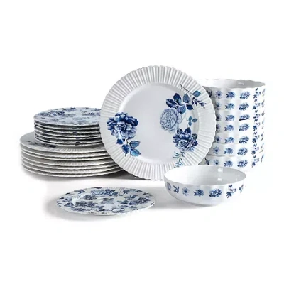 Stone Lain Fiore 8-pc. Bone China Dinnerware Set In Blue