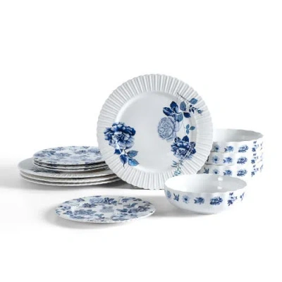 Stone Lain Fiore New Bone China 12-piece Dinnerware Set In Blue