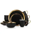 Stone Lain Florian 16 Pc. Dinnerware Set, Service For 4 In Black