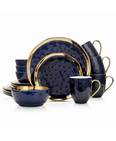 Stone Lain Florian 16 Pc. Dinnerware Set, Service For 4 In Navy Blue