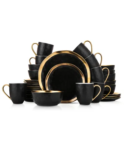 Stone Lain Florian 32 Pc. Dinnerware Set, Service For 8 In Black