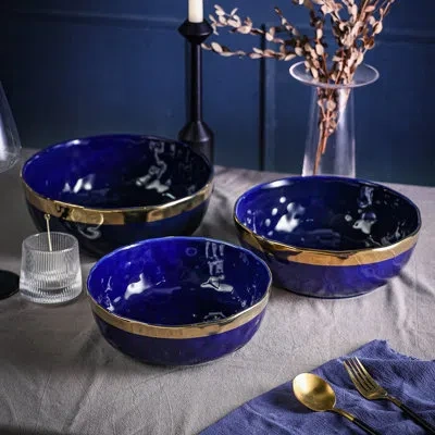 Stone Lain Florian 3-piece Service Bowl Set Porcelain In Purple