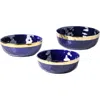 Stone Lain Florian Porcelain 3-piece Serving Bowl Set In Blue