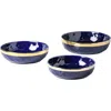 Stone Lain Florian Porcelain 3-piece Serving Shallow Bowl Set In Blue