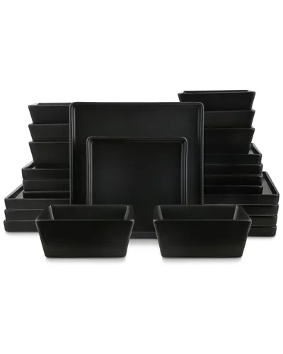 Stone Lain Grace Black Matte Stoneware 24pc Dinnerware Set