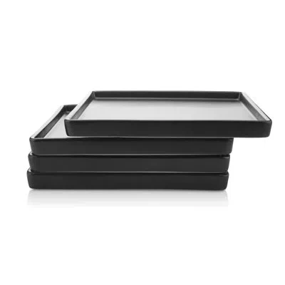 Stone Lain Grace 4-piece Dinner Plate Set Stoneware In Black
