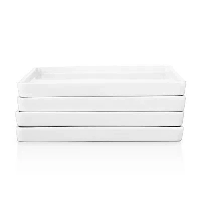 Stone Lain Grace 4-piece Salad Plate Set Stoneware In White