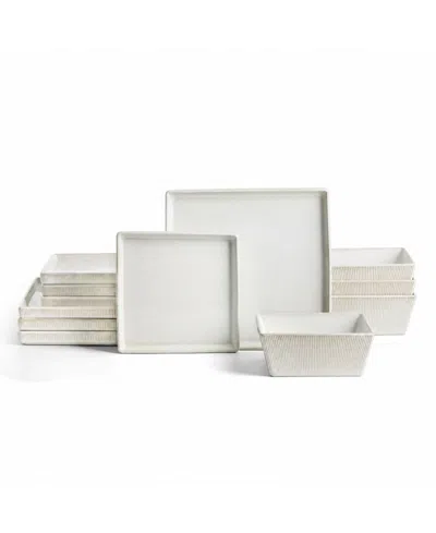 Stone Lain Grace Fluted 12-piece Dinnerware Set, Service For 4 In White