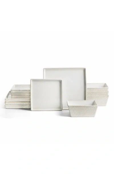 Stone Lain Grace Ribbed Stoneware 12-piece Dinnerware Set In White