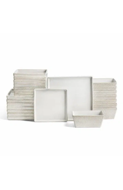 Stone Lain Grace Ribbed Stoneware 24-piece Dinnerware Set In White