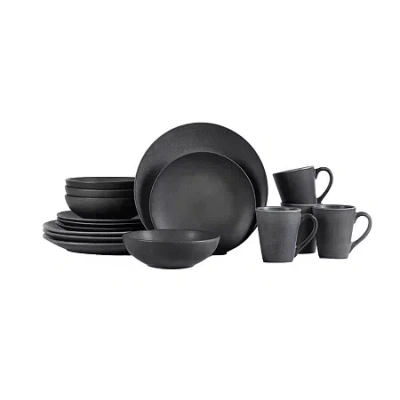 Stone Lain Grao 16-pc. Stoneware Dinnerware Set In Black