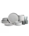 Stone Lain Haven 16pc Stoneware Dinnerware Set With Borosilicate Glass In Gray