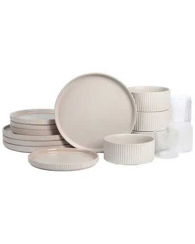 STONE LAIN STONE LAIN HAVEN 16PC STONEWARE DINNERWARE SET WITH BOROSILICATE GLASS