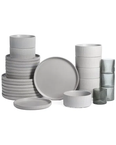 Stone Lain Haven 32pc Stoneware Dinnerware Set With Borosilicate Glass