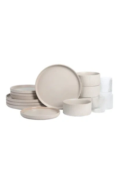 Stone Lain Haven Stoneware 16-piece Dinnerare Set With Glasses In Neutral