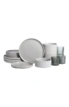 Stone Lain Haven 16pc Stoneware Dinnerware Set With Borosilicate Glass In White