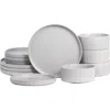 Stone Lain Haven Stoneware 16-piece  Dinnerware Set With Pasta Bowls In Gray