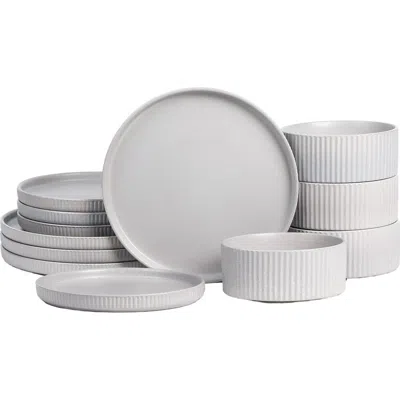 Stone Lain Haven Stoneware 16-piece  Dinnerware Set With Pasta Bowls In Gray