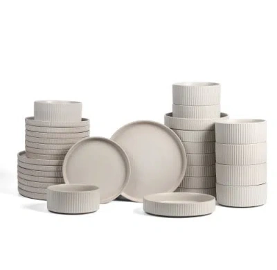 Stone Lain Haven Stoneware 32-piece Dinnerware Set With Pasta Bowls In Gray